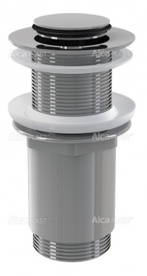 Донный клапан Alcaplast A394 для раковины пластиковой и стеклянной, click/clack, цельнометаллический с малой заглушкой без перелива