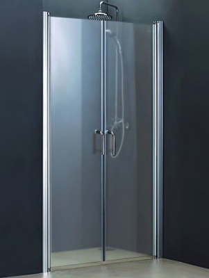 Душевая дверь River Suez 100 МТ (100х185 см) стекло матовое, профиль матовый хром, двухстворчатая (внутрь и наружу с фиксацией)