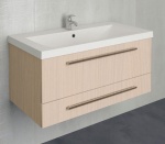 Подробнее о Тумба с раковиной 1MarKA Соната 90П2 (89,7х47,8х40 см) 2 выдвижных ящика, раковина из искусственного камня, белый дуб