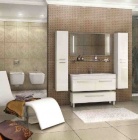 Подробнее о Тумба подвесная под раковину Акватон Мадрид 120 М 119,7x44,1x40 см, 2 ящика, белый глянец 1A170301MA010 (1137-1) (Мебель для ванной)