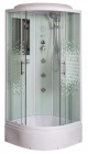 Подробнее о Душевая кабина Aqua Joy Domino AJ-2439 (90х90х215 см) с гидромассажем, с тропическим и ручным душем, стеклянной полкой, смесителем, вентилятором, зеркалом, задние стенки белые, переднее стекло прозрачное, со средним поддоном