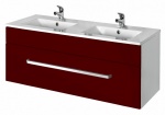 Подробнее о Тумба под раковину Dreja (Дрея) Aston S 120 (120х45х42 см) выдвижной ящик, без раковины, под раковину Слим 120, корпус белый, фасад красный глянец (70161)