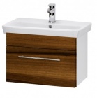 Подробнее о Тумба под раковину Dreja (Дрея) Solo 50 (49,5х34,6х39,2 см) выдвижной ящик, без раковины, корпус белый, фасад орех (21859)