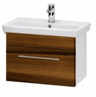 Подробнее о Тумба под раковину Dreja (Дрея) Solo 55 (54,5х34,6х39,2 см) выдвижной ящик, без раковины, корпус белый, фасад орех (21873)