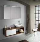 Подробнее о Тумба под раковину Dreja (Дрея) Storm 120 Gamma (120,4х45,8х37 см) выдвижной ящик, под накладную раковину слева, без раковины, корпус орех, фасад белый (72349)