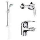 Подробнее о Комплект смесителей Grohe Euroeco 116935 смеситель для раковины 32732000, смеситель для душа 32740000, душевой гарнитур 28667003, хром