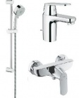 Подробнее о Комплект смесителей Grohe Eurosmart Cosmopolitan 116939 смеситель для раковины 32825000, смеситель для душа 32837000, душевой гарнитур 27786000, хром