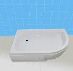 Подробнее о Душевой поддон River 90/70/26 L (90x70x26 см) левый, четверть круга на ножках, с каркасом, с сифоном, экран съемный