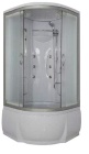 Подробнее о Душевая кабина River Rein ФС 90/46 МТ (90x90x210 см) с крышей, с тропическим душем, с передними матовыми стеклами, задняя стенка белый акрил, профиль матовый хром, с сиденьем, гидромассаж без панели управления, поддоном 46 см