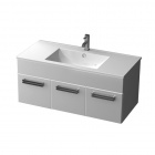 Подробнее о Мебель для ванной Triton Ника 120 тумба подвесная под раковину 120 (121х43,2х46,7 см) с дверью и двумя выдвижными ящиками по краям, белая (высота боковой стенки ящика 15 см) (004.32.1200.202.01.01.U)